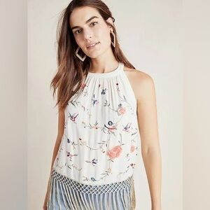 Anthropologie Gatsby Embroidered Halter Top | Size 2